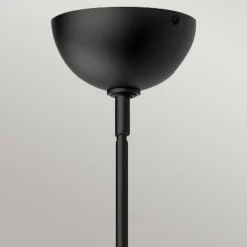 Pendelleuchte Metall Glas rund D: 30,5 cm Schwarz E27