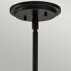 Pendelleuchte Metall Glas E27 rund D: 28,9 cm Schwarz