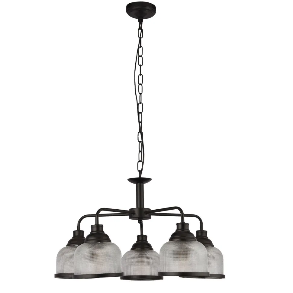 Pendelleuchte Metall Glas Ø 58 cm Schwarz Klar Vintage