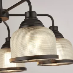 Pendelleuchte Metall Glas Ø 58 cm Schwarz Klar Vintage