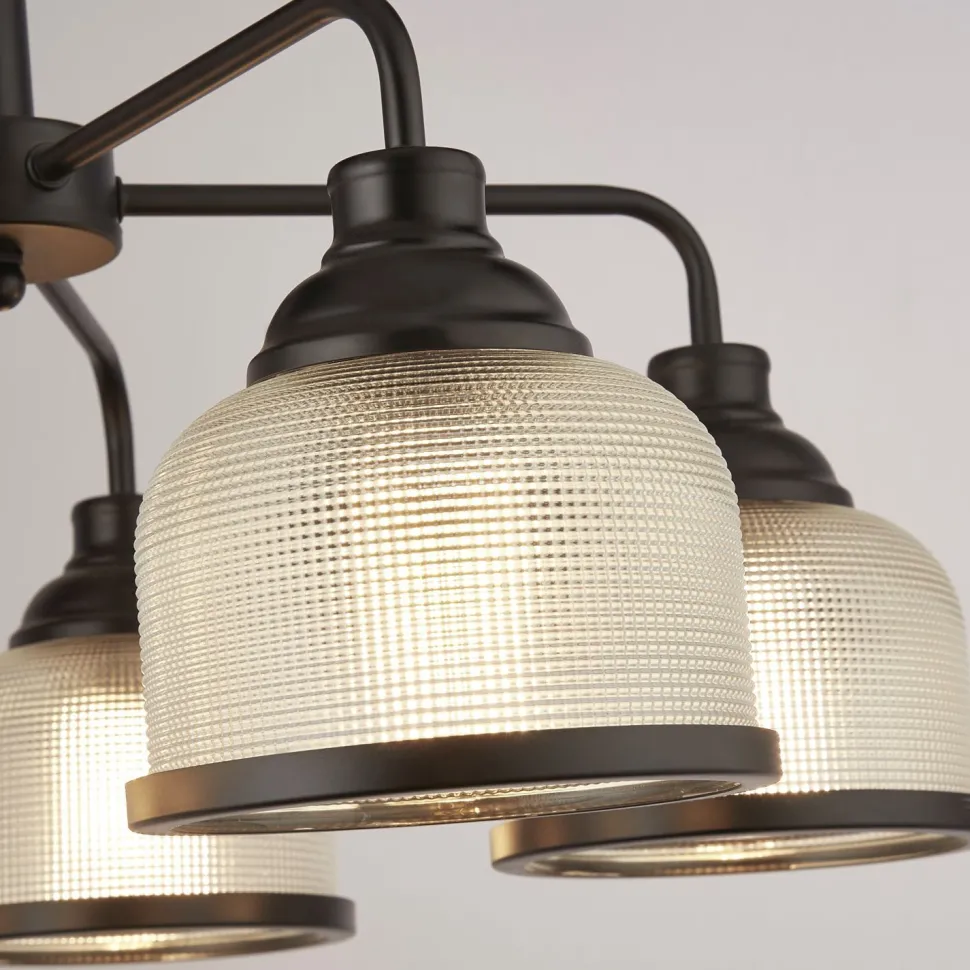 Pendelleuchte Metall Glas Ø 58 cm Schwarz Klar Vintage