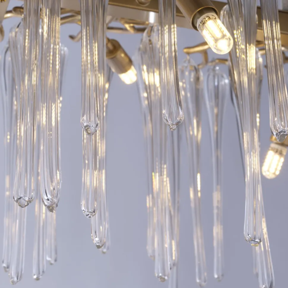 Pendelleuchte Metall Glas stilvoll L:117 cm G9 in Gold