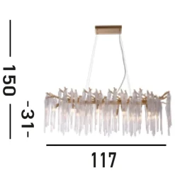 Pendelleuchte Metall Glas stilvoll L:117 cm G9 in Gold