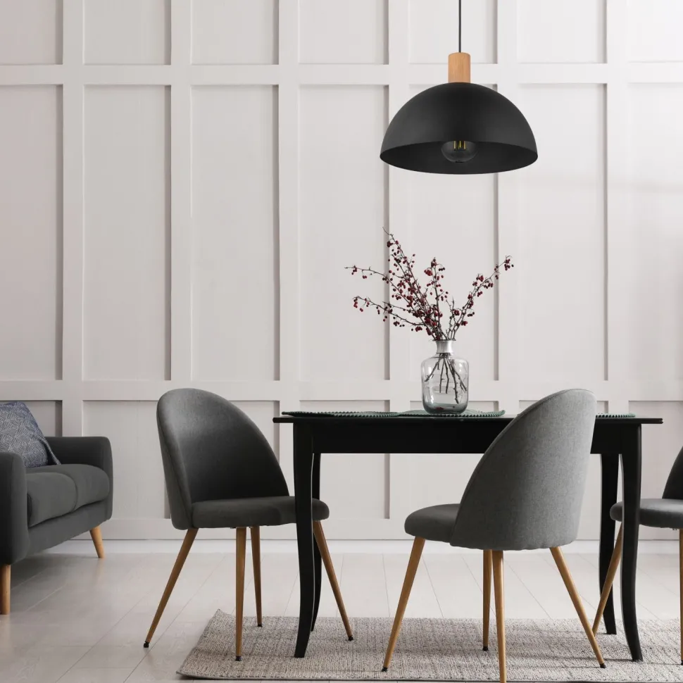 Pendelleuchte Metall Holz Ø 35 cm E27 Skandinavisch