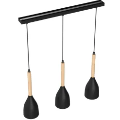Pendelleuchte Metall Holz Schwarz 3-flammig E27