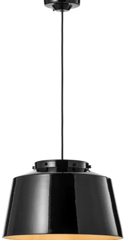 Pendelleuchte Metall Keramik Ø 40 cm rund Schwarz E27