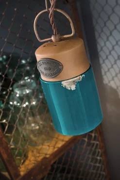 Pendelleuchte Metall Keramik E27 rund D: 12,5 cm Petrol