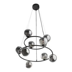 Pendelleuchte Metall Rauchglas G9 Schwarz Graphit 2 Ringe