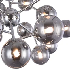 Pendelleuchte Metall Rauchglas B: 65 cm Chrom Rauchgrau