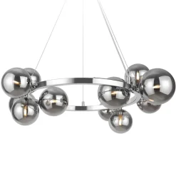 Pendelleuchte Metall Rauchglas G9 B: 67 cm Kugelschirm