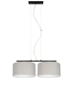 Pendelleuchte Metall Stoff E27 Schwarz Grau blendarm