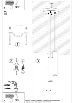 Pendelleuchte Metall Weiß 3-flammig GU10 Ø 20 cm Modern