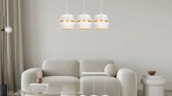 Pendelleuchte Metall Weiß Gold E27 70 cm lang 3-flammig