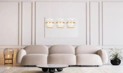 Pendelleuchte Metall Weiß Gold E27 70 cm lang 3-flammig