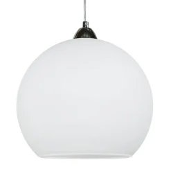 Pendelleuchte mit Glasschirm in Weiß
