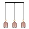 Pendelleuchte Pink Metall Holz 3-flammig E27 66 cm lang