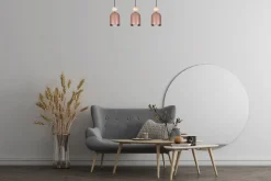 Pendelleuchte Pink Metall Holz 3-flammig E27 66 cm lang