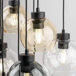 Pendelleuchte Rauchglas H: max. 140 cm verstellbar 9x E27