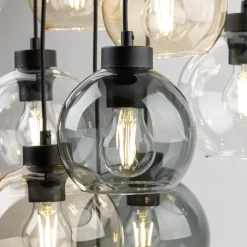 Pendelleuchte Rauchglas H: max. 140 cm verstellbar 9x E27