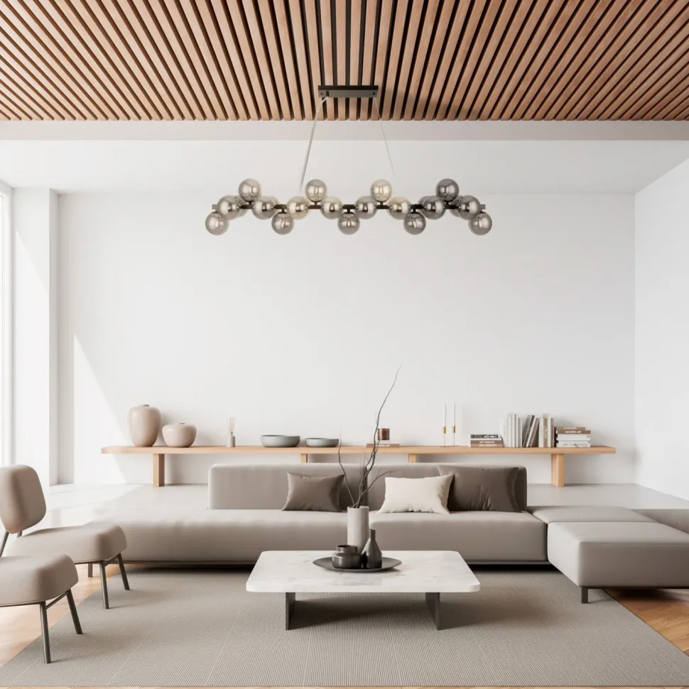 Pendelleuchte Rauchglas Metall G9 H: max. 133,9 cm