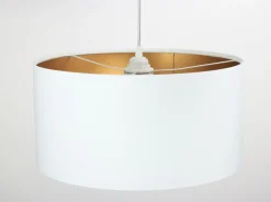 Pendelleuchte ROSIE Weiß Gold Retro rund Esstisch