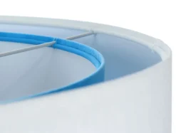 Pendelleuchte rund Ø 50 cm E27 Weiß Blau Stoff Velours Optik