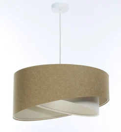 Pendelleuchte rund Ø 60 cm E27 Beige Creme Stoff verstellbar