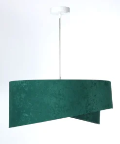 Pendelleuchte rund Ø 50 cm E27 Stoff Velours Optik Grün Weiß