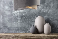 Pendelleuchte rund Ø 50 cm Grau Silber Beige Gold E27 Stoff