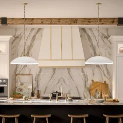 Pendelleuchte rund Ø 50,8 cm Metall E27 Vintage Weiß Bronze