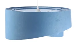 Pendelleuchte rund Ø 50 cm Weiß Blau Stoff Velours Optik E27