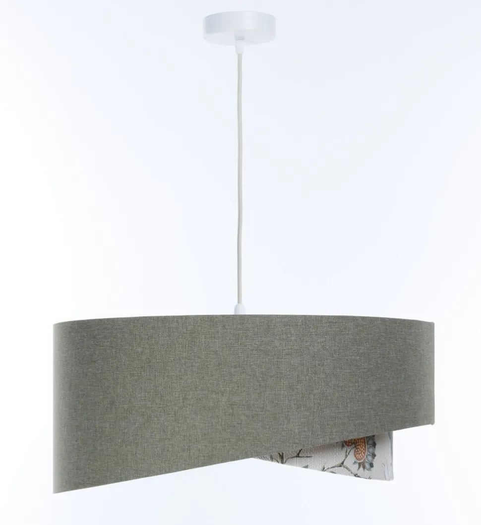 Pendelleuchte rund D: 40 cm E27 Grün Weiß Floral verstellbar