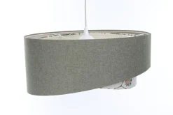 Pendelleuchte rund D: 40 cm E27 Grün Weiß Floral verstellbar