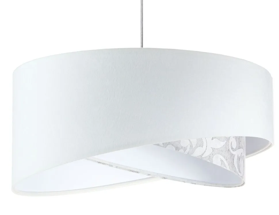 Pendelleuchte rund D: 50 cm E27 Weiß Grau Stoffschirm