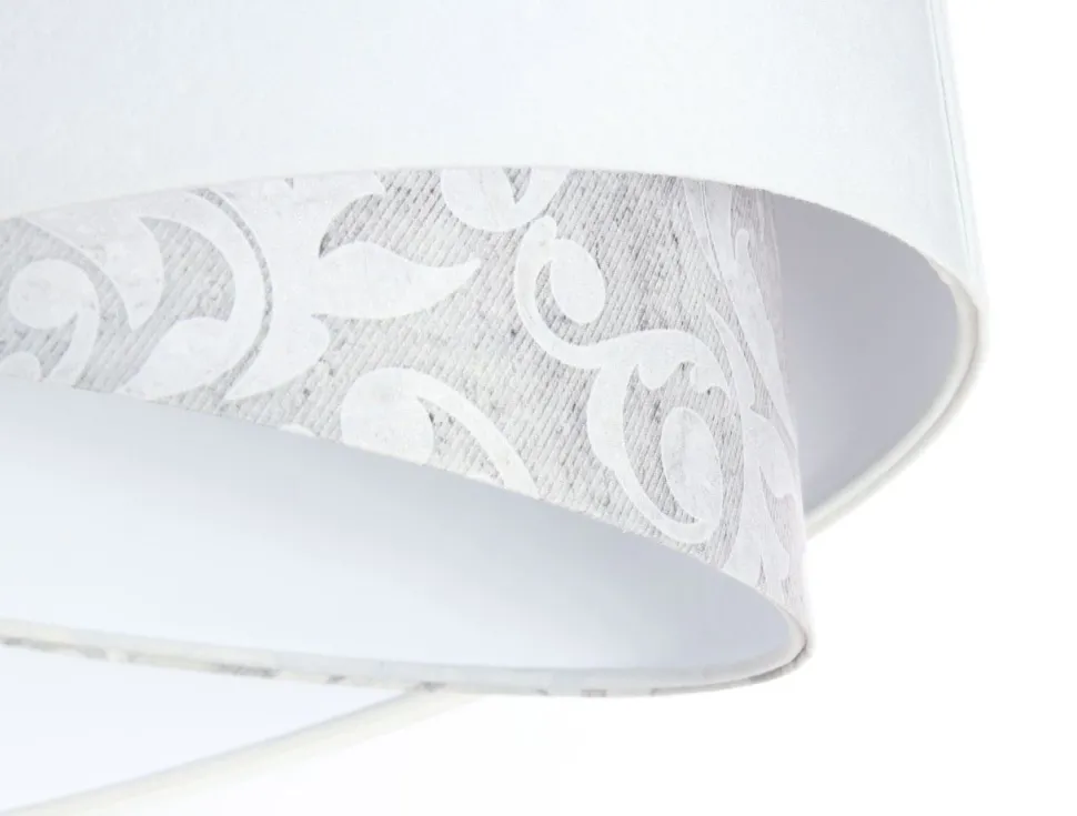 Pendelleuchte rund D: 50 cm E27 Weiß Grau Stoffschirm