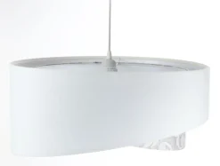 Pendelleuchte rund D: 50 cm E27 Weiß Grau Stoffschirm