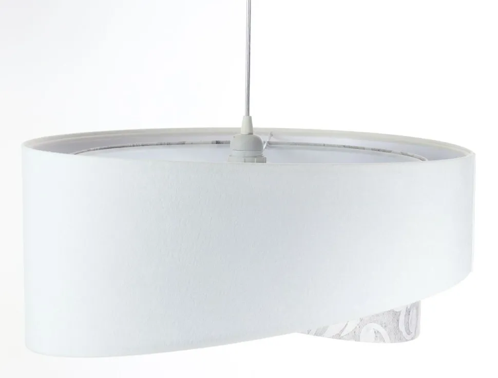 Pendelleuchte rund D: 50 cm E27 Weiß Grau Stoffschirm