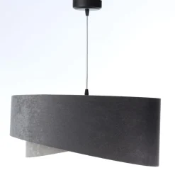 Pendelleuchte rund D: 50 cm Grau Gold E27 Stoffschirm