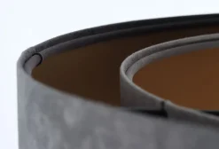 Pendelleuchte rund D: 50 cm Grau Gold E27 Stoffschirm