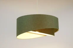 Pendelleuchte rund D: 45 cm E27 Grün Stoff Modern verstellbar