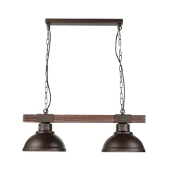 Pendelleuchte rustikal 2-flmg HAKON Braun Echtholz