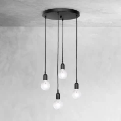 Pendelleuchte Schwarz Ø 40 cm Messing Eisen verstellbar E27