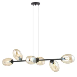 Pendelleuchte Schwarz Bernstein E14 Glas Metall