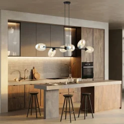 Pendelleuchte Schwarz Bernstein E14 Glas Metall