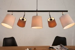 Pendelleuchte Schwarz Braun Beige Stoff Metall 5-flmg