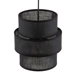 Pendelleuchte Schwarz E27 D: 20 cm rund Modern Stoff