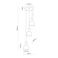 Pendelleuchte Schwarz E27 3-flammig Metall Holz PRESTON