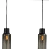 Pendelleuchte Schwarz Glas Metall länglich 2-flammig