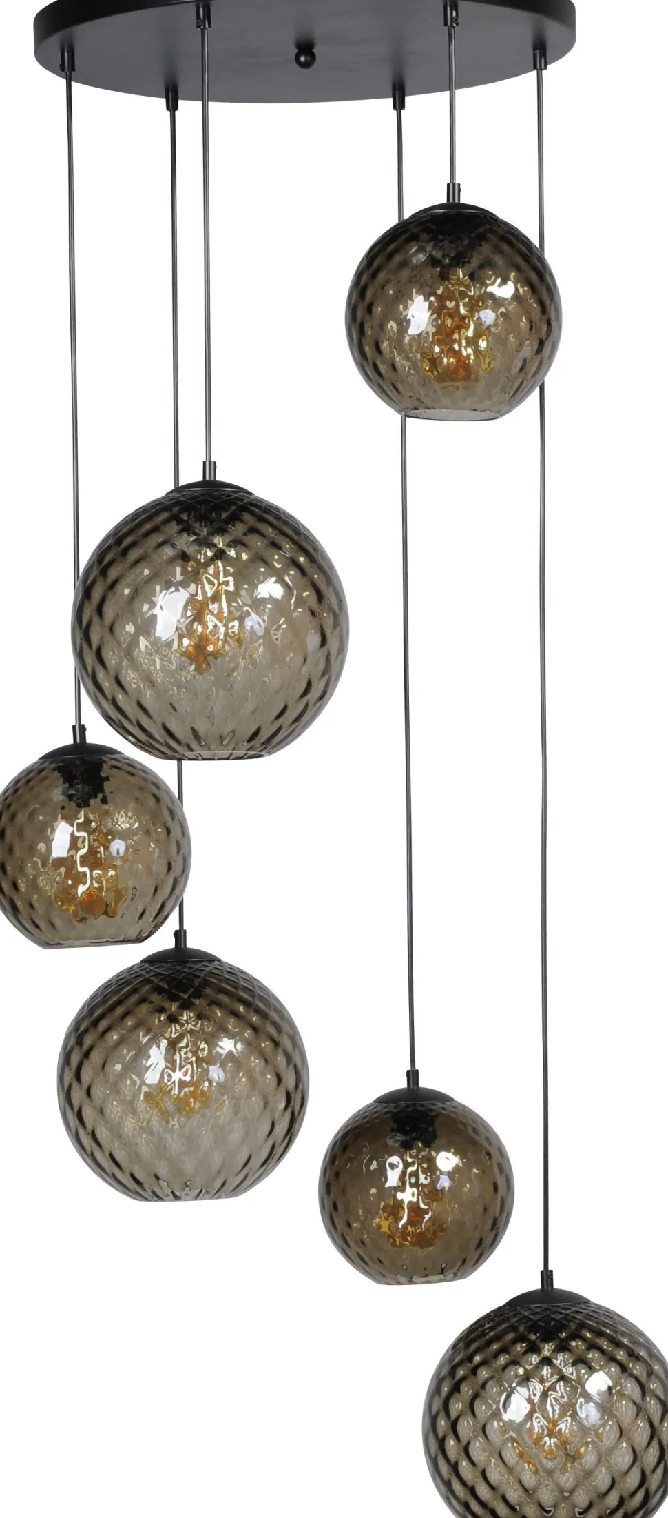 Pendelleuchte Schwarz Glas Metall verstellbar bis 3,5 m