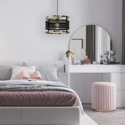 Pendelleuchte Schwarz Gold Mesh Ø 30 cm Esstisch